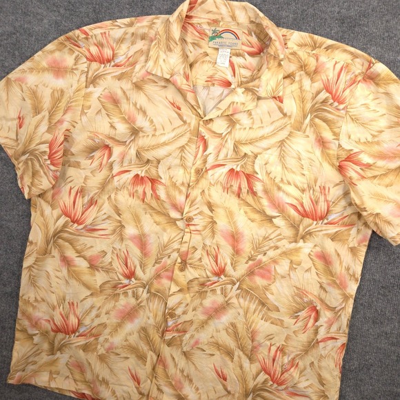 Vintage Paradise Found Shirt Mens 2XL Hawaiian Floral Palm Print Made In USA 80s - Picture 1 of 6
